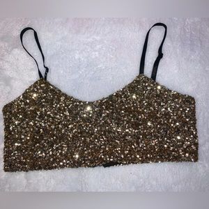 Gold sequins zip-up bralette